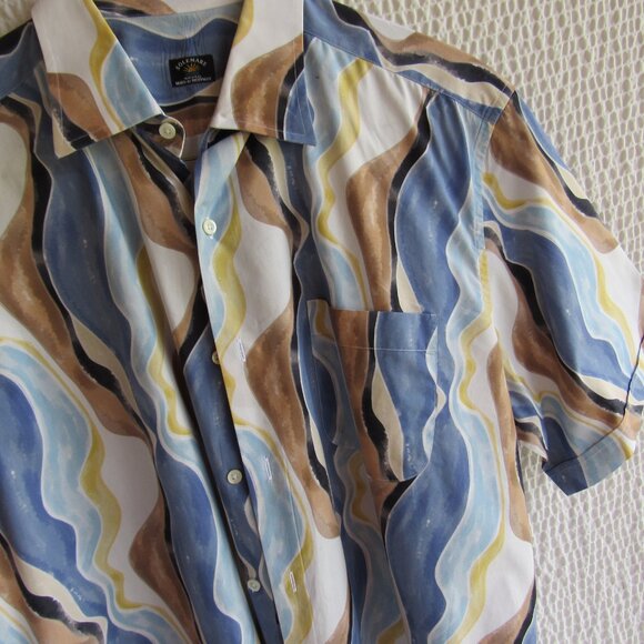 Solemare Maus & Hoffman Mens XL Button Up Shirt All Over Print Sea Sand - Picture 1 of 10